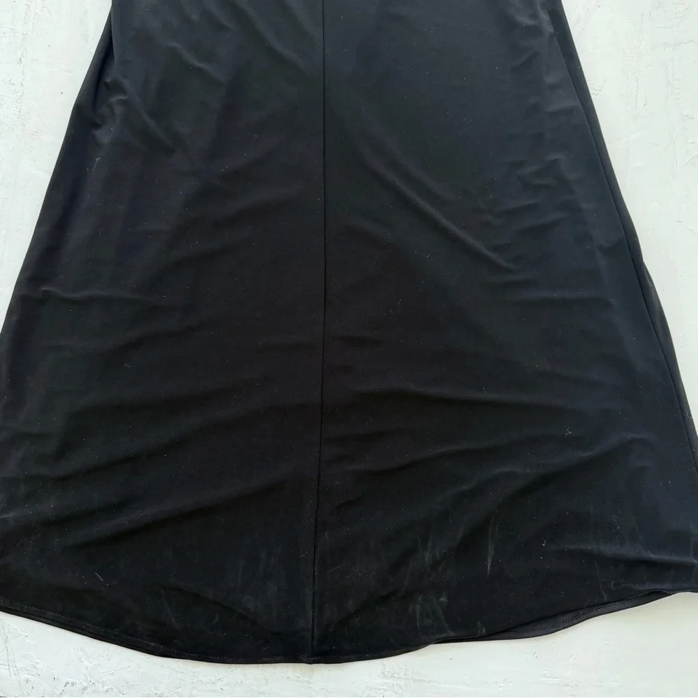 IEENA FOR MAC DUGGAL Black Jersey Asymmetrical Ruched Gown with Rhinestones Sz 8 - Picture 11 of 11